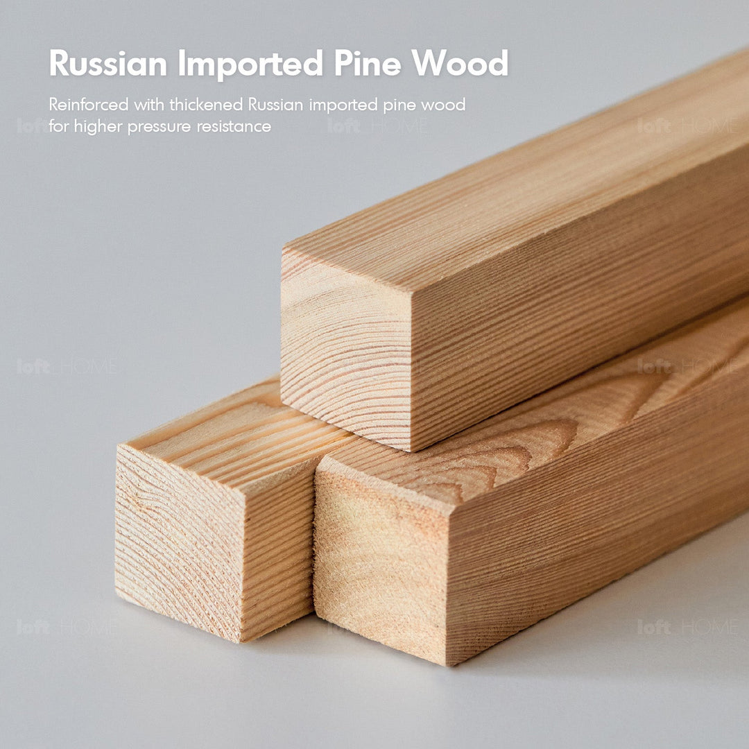 Japandi boucle fabric pine wood storage 4 seater sofa kangaroo detail 17.
