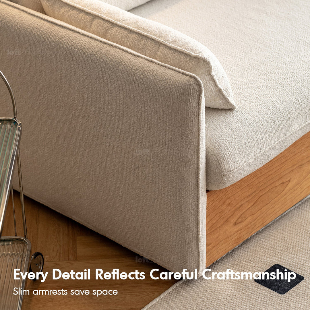 Japandi Boucle Fabric Pine Wood Storage 2 Seater Sofa KANGAROO