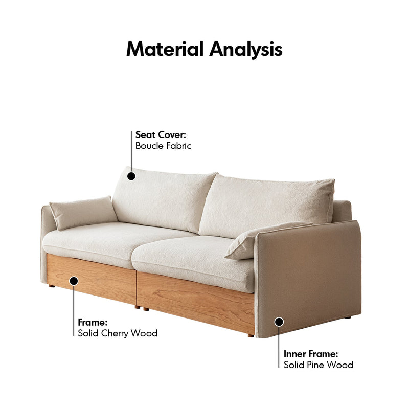 Japandi boucle fabric pine wood storage 4 seater sofa kangaroo detail 23.