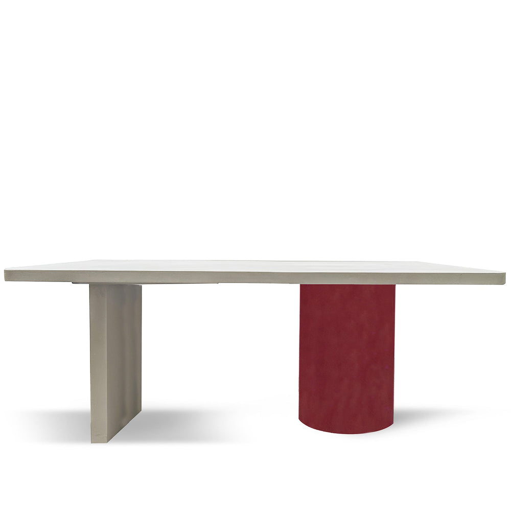 Japandi microcement dining table lavo in white background.