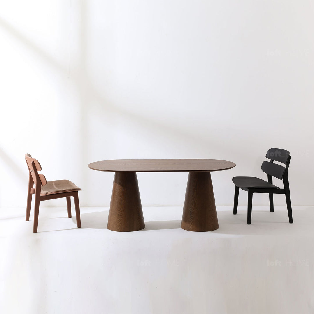 Japandi Ash Wood Veneer Oval Dining Table AMALFY