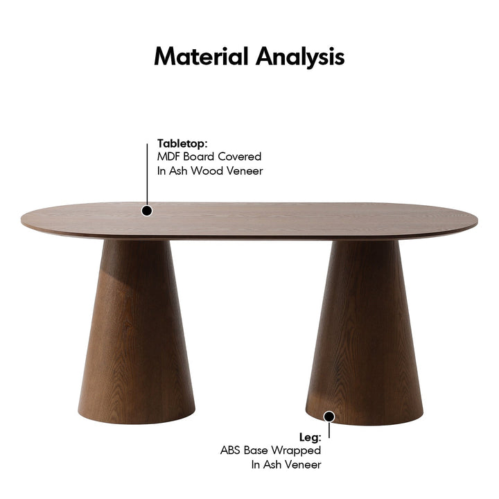Japandi Ash Wood Veneer Oval Dining Table AMALFY