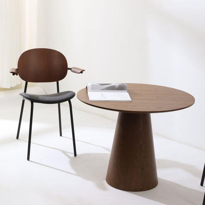 Japandi Ash Wood Veneer Round Dining Table AMALFY