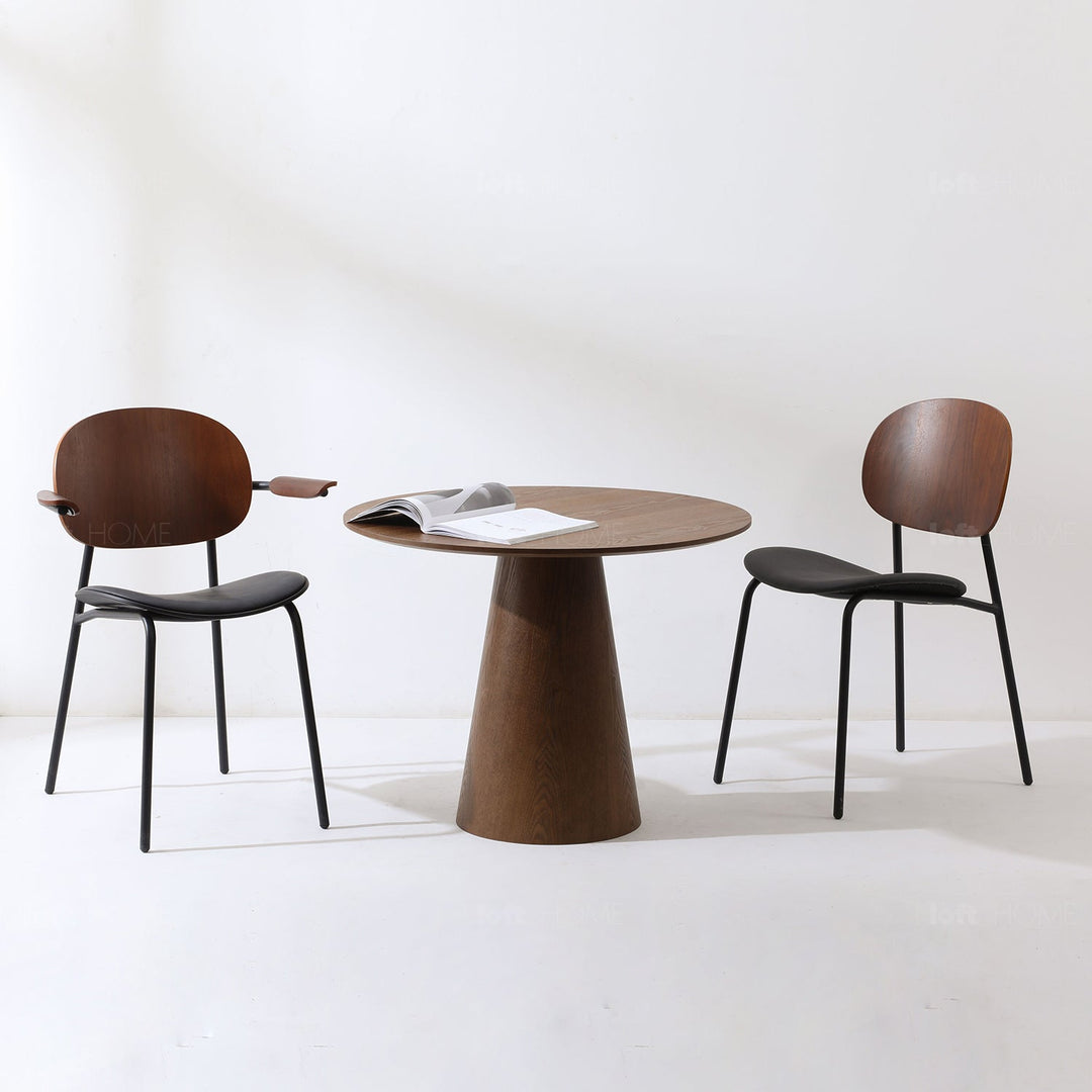 Japandi Ash Wood Veneer Round Dining Table AMALFY