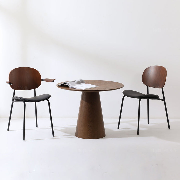 Japandi Ash Wood Veneer Round Dining Table AMALFY