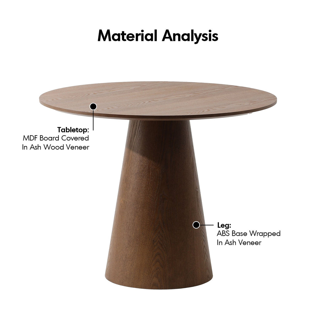 Japandi Ash Wood Veneer Round Dining Table AMALFY