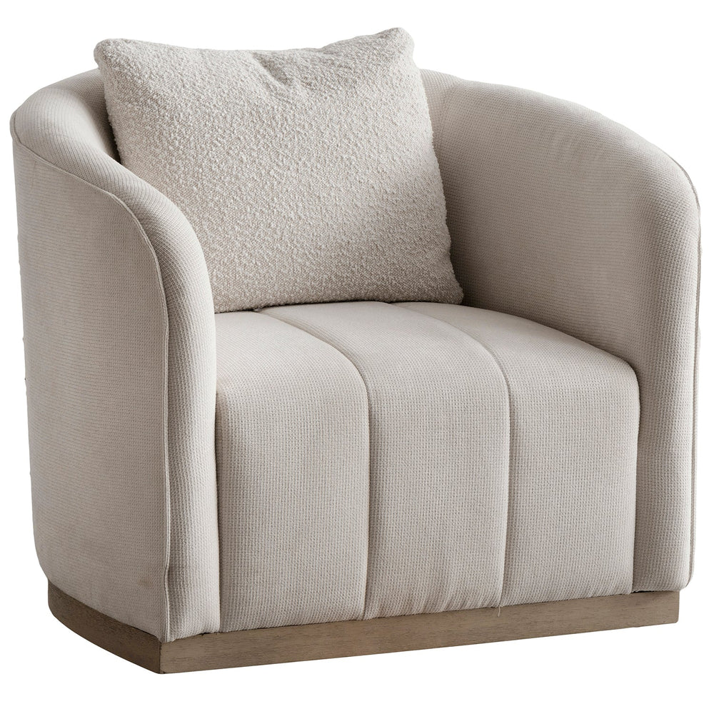 Japandi cotton fabric 1 seater sofa panna in white background.