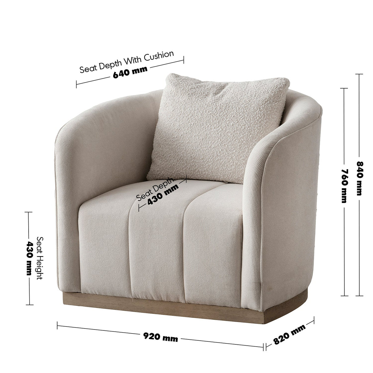 Japandi cotton fabric 1 seater sofa panna size charts.