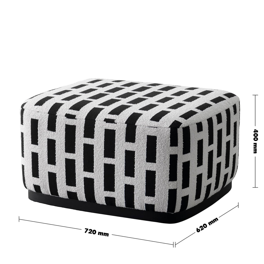 Japandi mixed weave fabric ottoman panna color swatches.