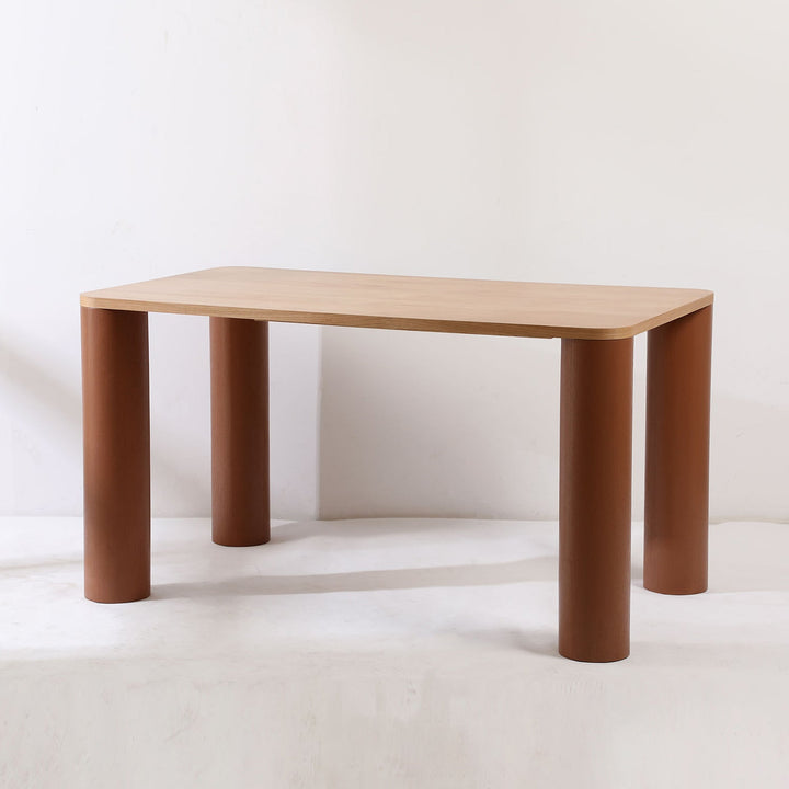 Japandi Oak Wood Veneer Dining Table PILLAR