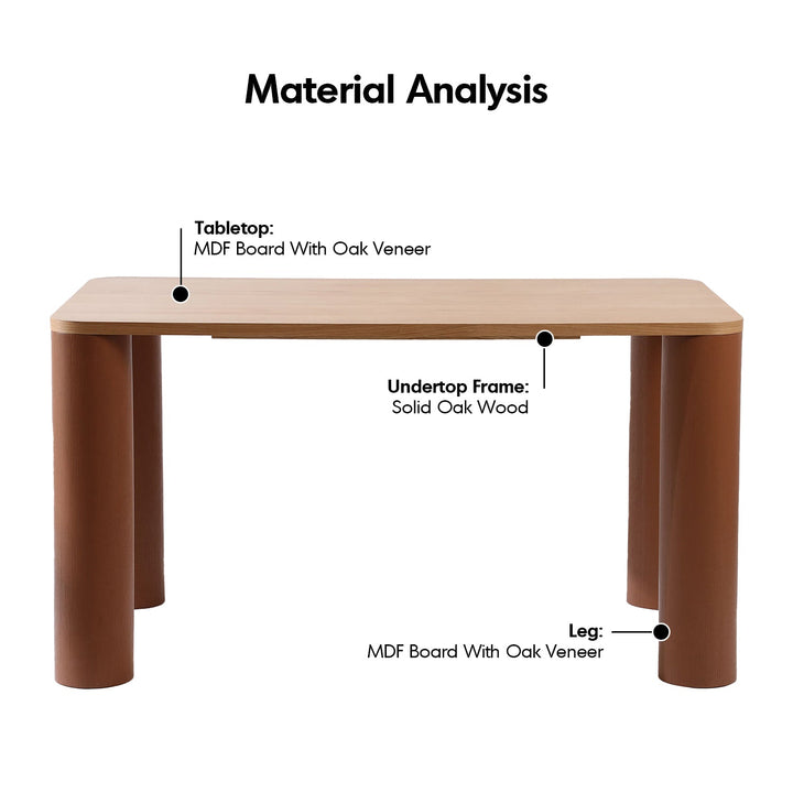 Japandi Oak Wood Veneer Dining Table PILLAR