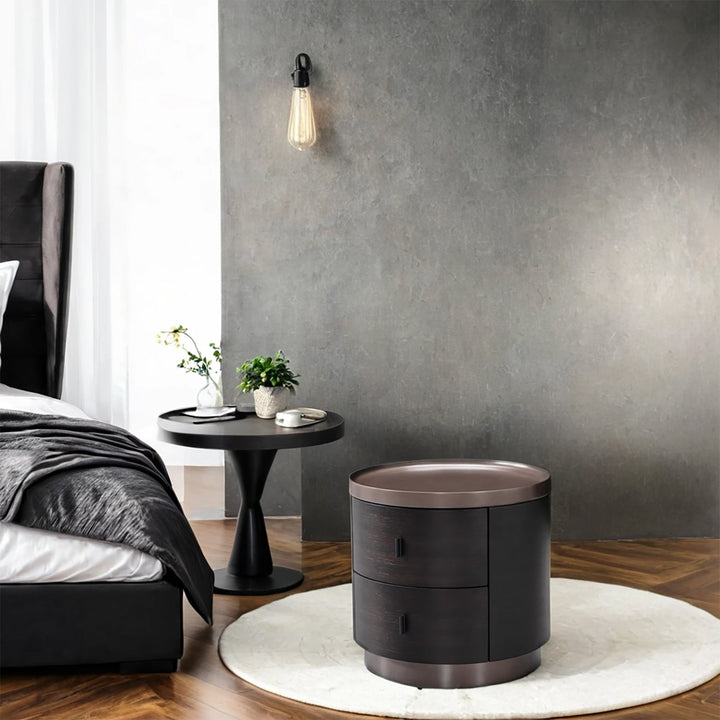Japandi Plywood Round Side Table DUSK