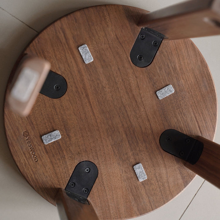 Japandi rubber wood stackable stool with wheels friday in still life.