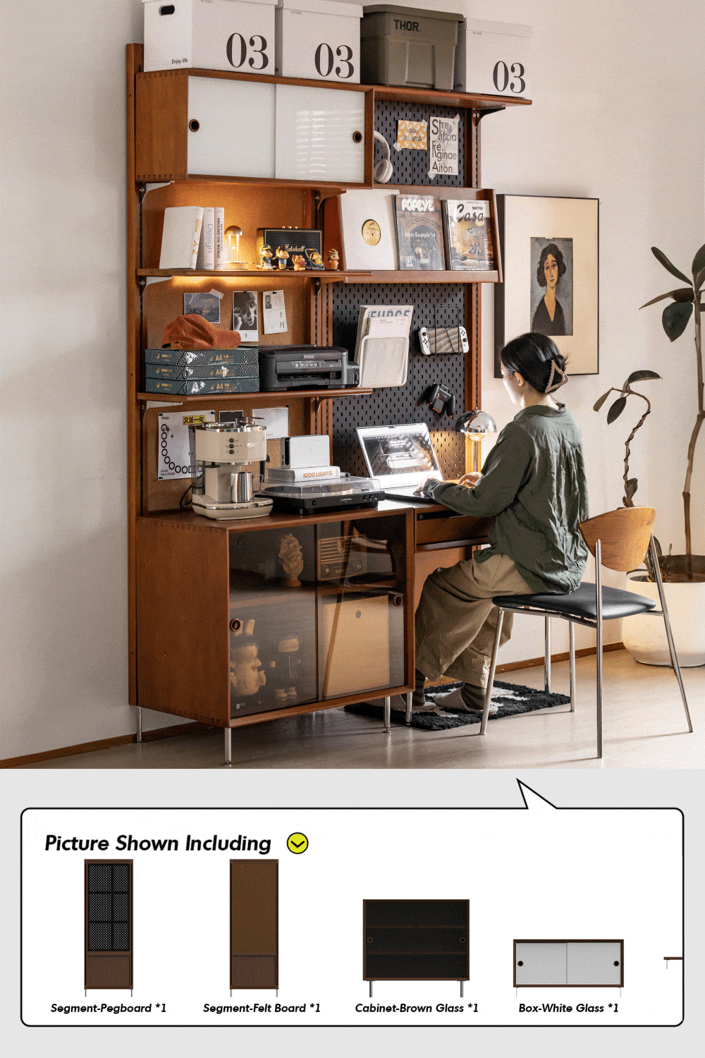 Vintage Boxwood Modular Hanging Wall Shelf System MUSE STUDY