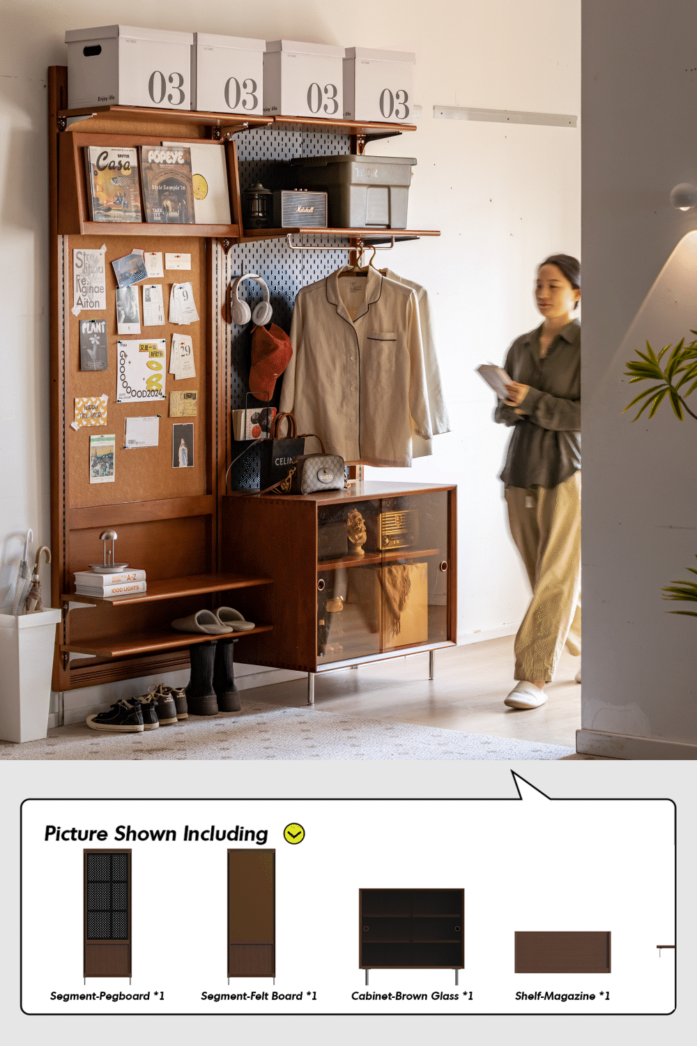Bauhaus Boxwood Modular Hanging Wall Shelf System MUSE ENTRYWAY