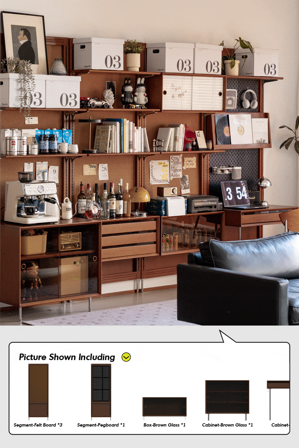 Vintage Boxwood Modular Hanging Wall Shelf System MUSE LIVING