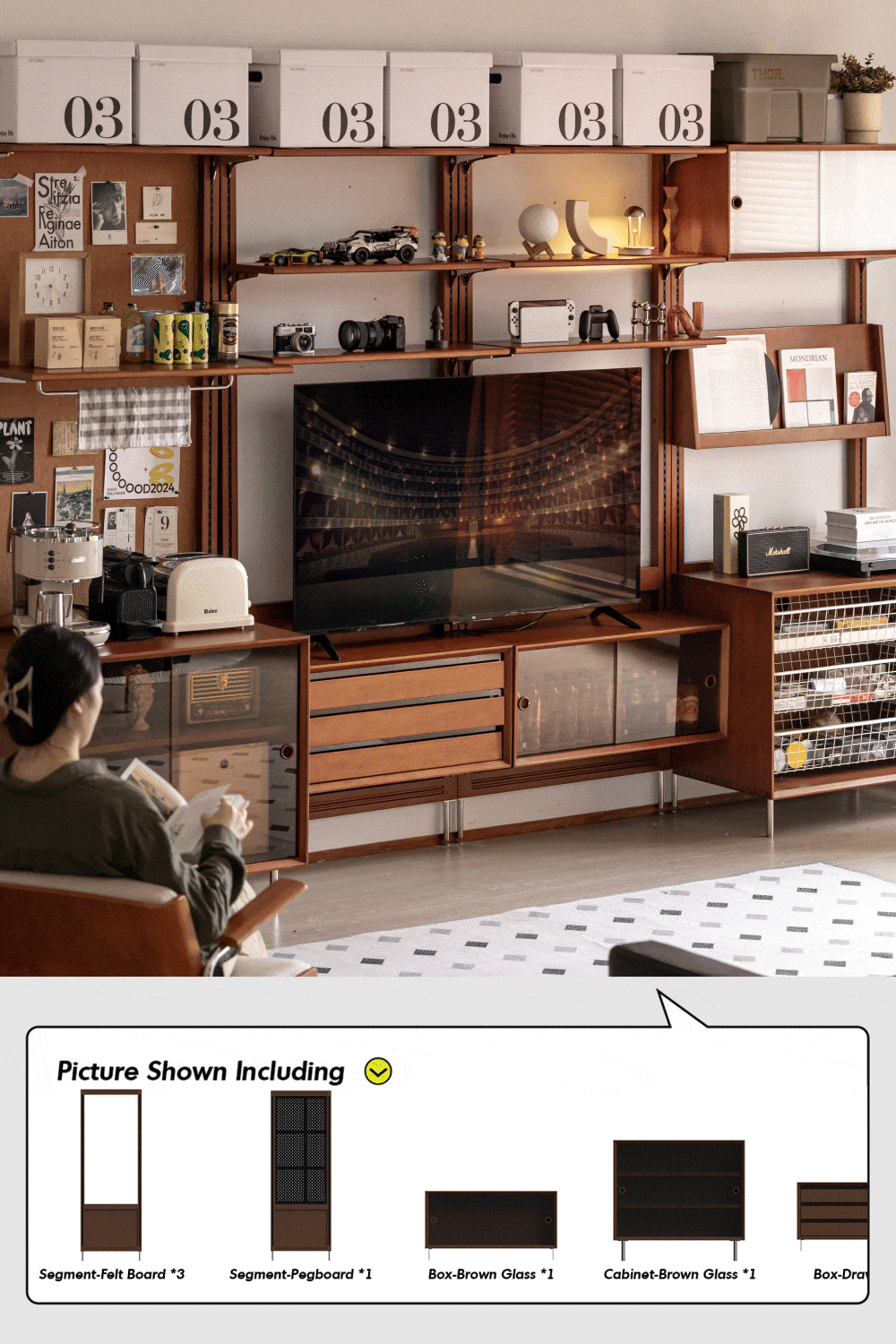 Vintage Boxwood Modular Hanging Wall Shelf System MUSE DINING