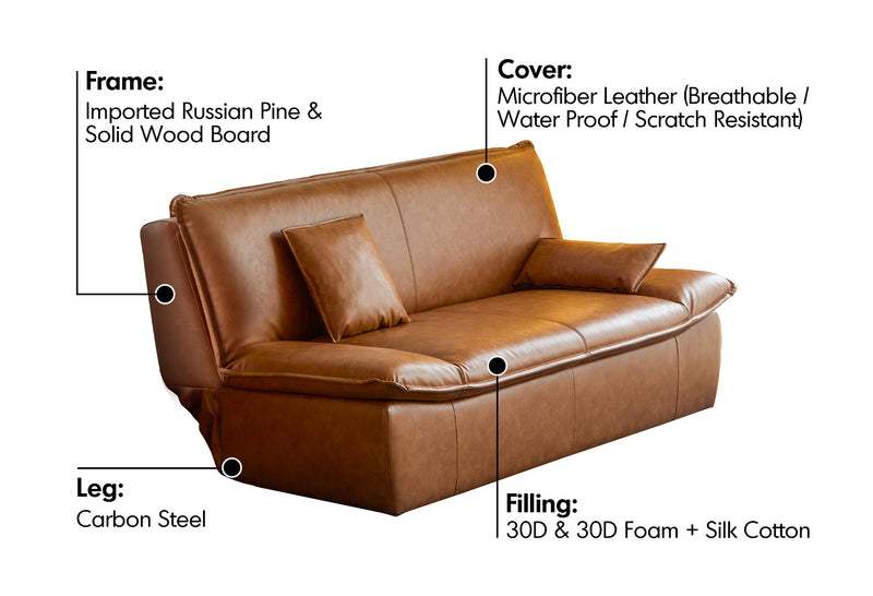 Modern Microfiber Leather 2 Seater Sofa Bed SAILBOAT Material Details Chart