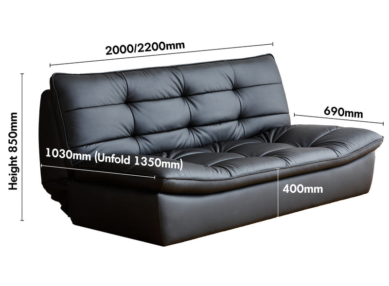 Bauhaus Microfiber Leather 3 Seater Sofa Bed LIE FLAT Size Chart