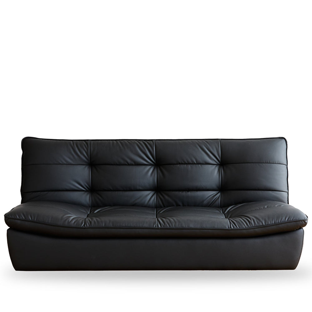 Bauhaus microfiber leather 3 seater sofa bed lie flat in white background.