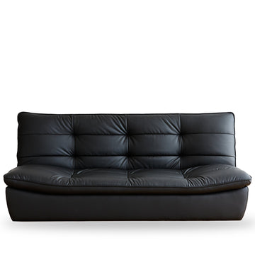 Vintage microfiber leather 3 seater sofa bed lie flat in white background.