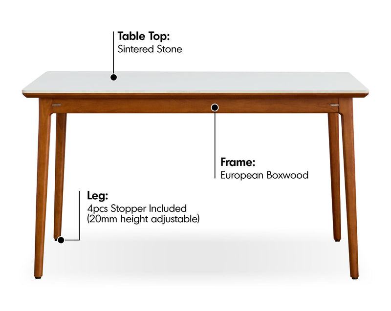 Bauhaus Sintered Stone Dining Table MIES Material Details Chart