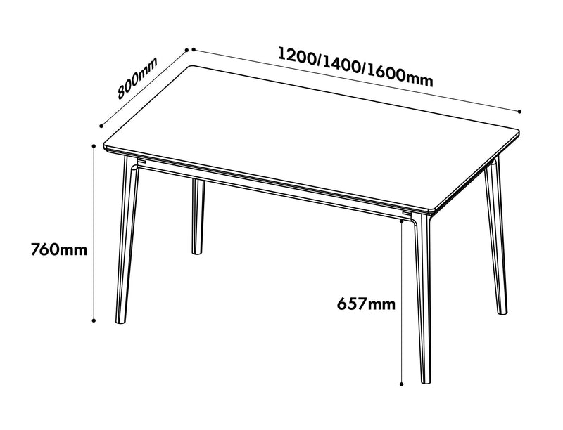Bauhaus Sintered Stone Dining Table MIES Size Chart