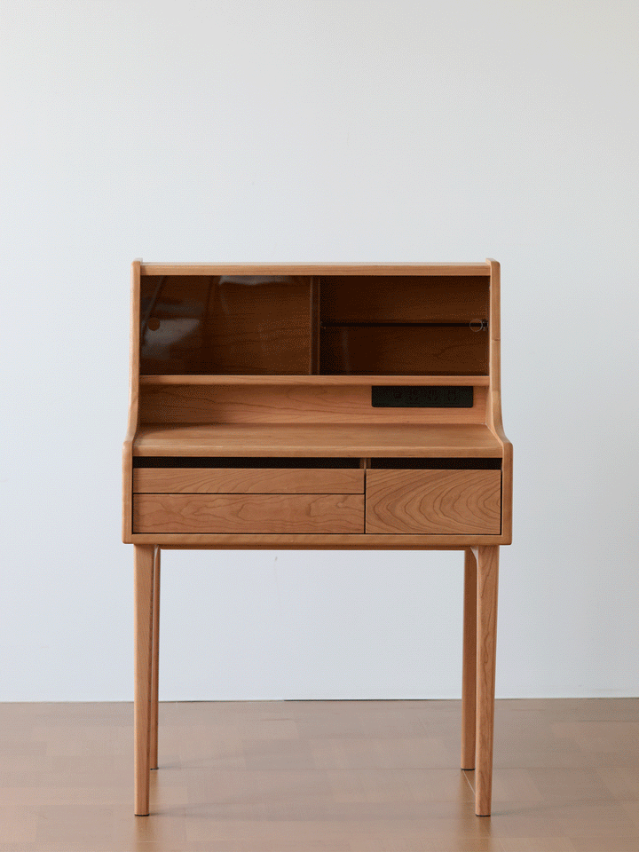 Scandinavian Cherry Wood Dressing Table FLOATING LIGHT