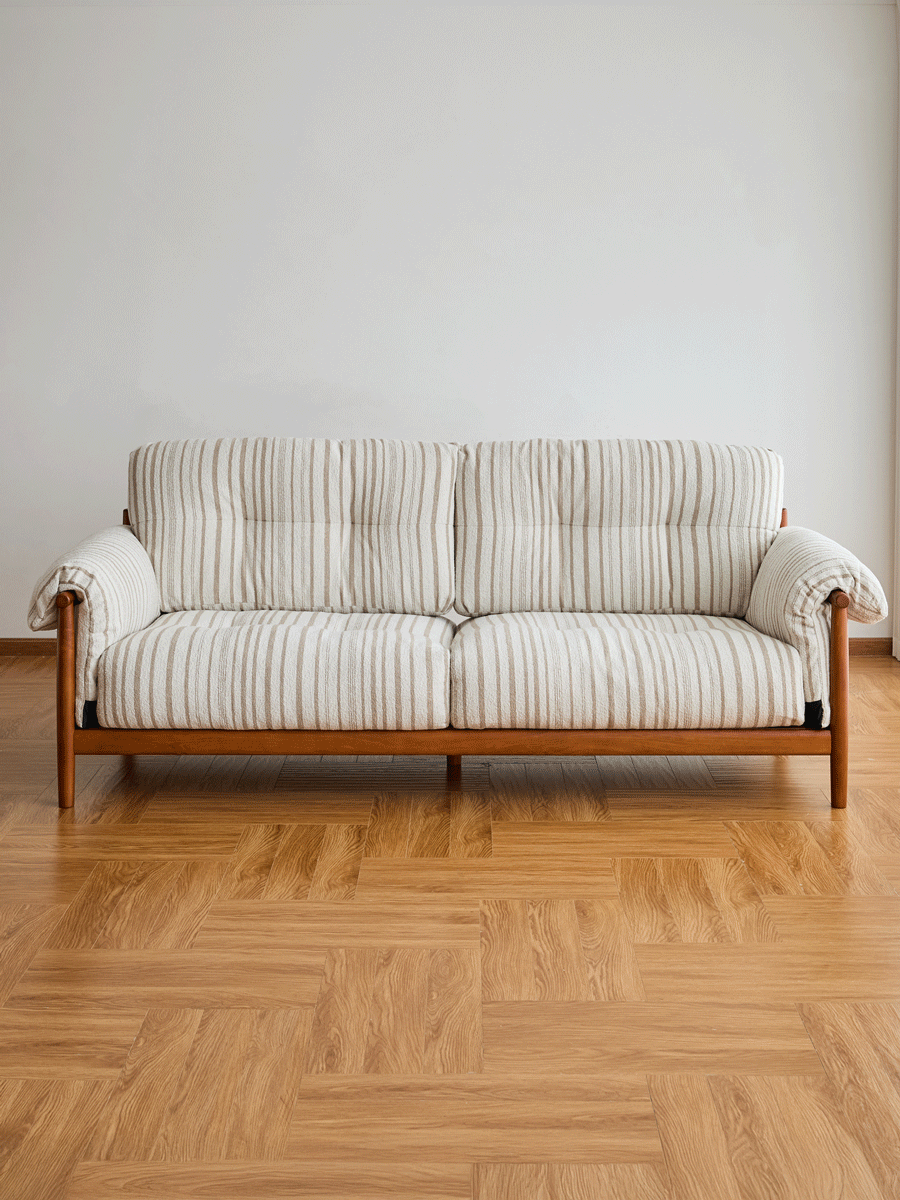 Scandinavian Chenille Velvet Fabric Boxwood 3 Seater Sofa OPEN BACKED