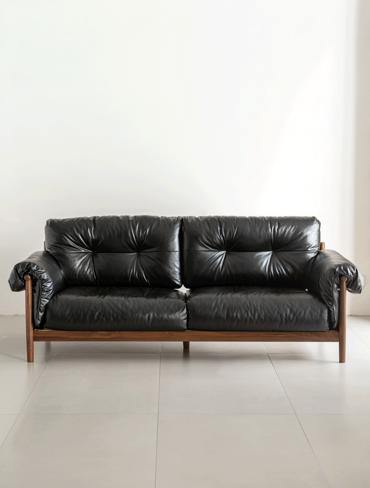 Japandi Chenille Velvet Fabric Walnut Wood 3 Seater Sofa Sofa OPEN BACKED