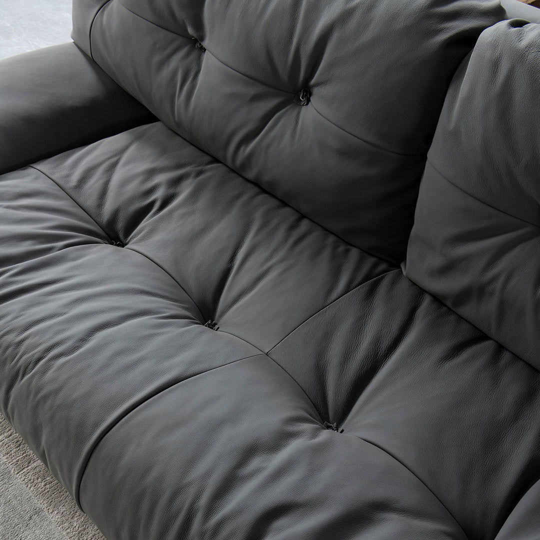 Contemporary suede fabric 3 seater sofa milano in details.