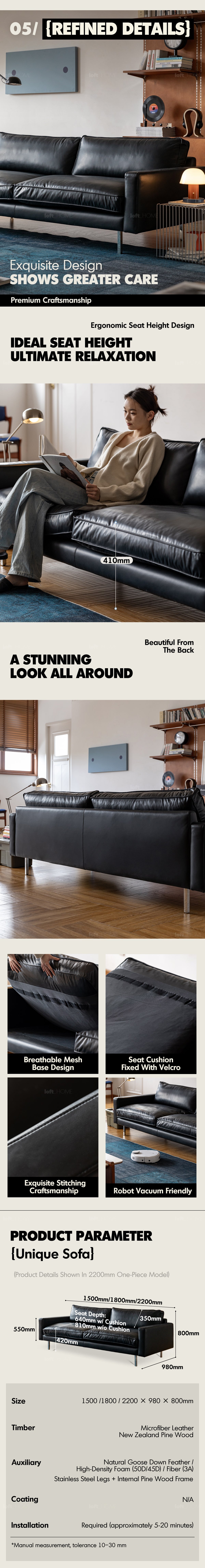 Minimalist Microfiber Leather 3 Seater Sofa UNIQUE More Details and Instruction_8
