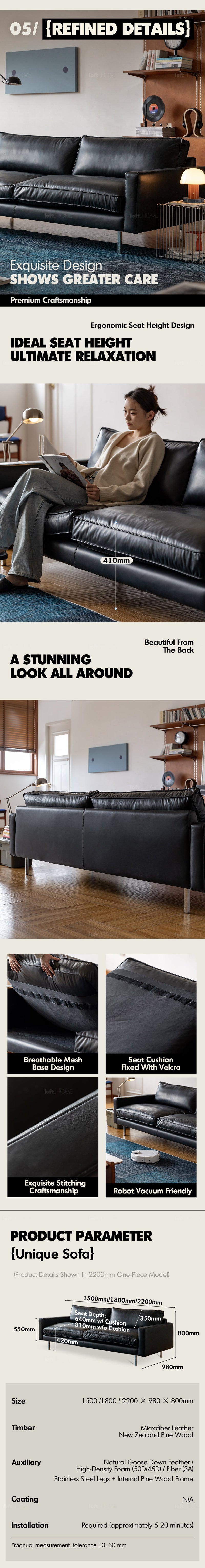 Minimalist Microfiber Leather 2 Seater Sofa UNIQUE More Details and Instruction_8