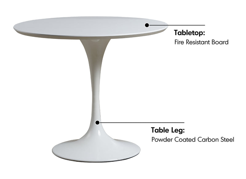 Minimalist Plywood Round Dining Table TULIP Material Details Chart