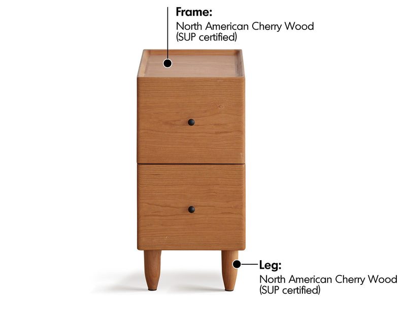 Scandinavian Cherry Wood Side Table CABO Material Details Chart