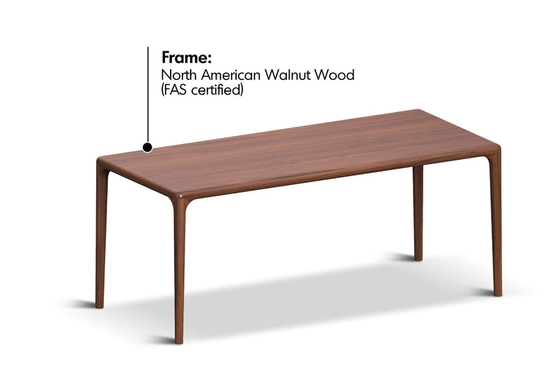 Japandi Walnut Wood Dining Table CONTI Material Details Chart