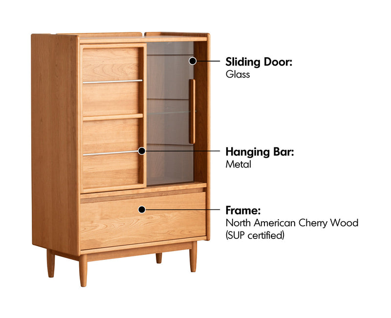 Scandinavian Cherry Wood Side Cabinet VISTA Material Details Chart