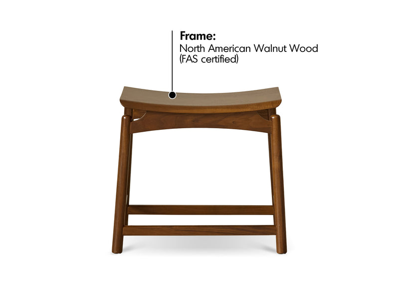 Japandi Walnut Wood Stool ARCUS Material Details Chart