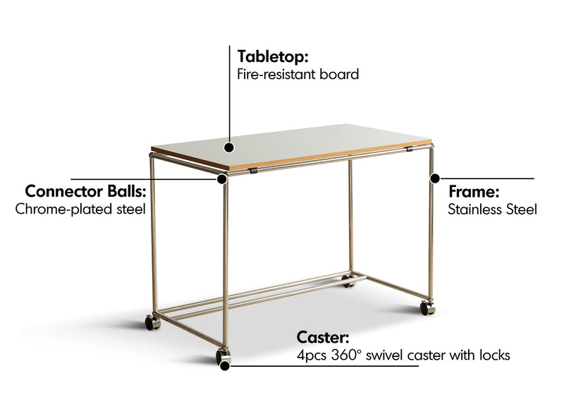 Bauhaus Steel Wheeled Study Table USM Material Details Chart
