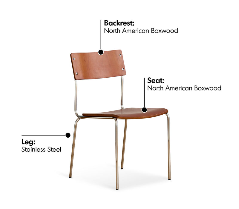 Bauhaus Boxwood Armless Dining Chair PINECONE Material Details Chart