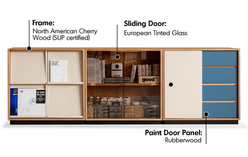 Bauhaus Cherry Wood Modular Cabinet TIME Material Details Chart