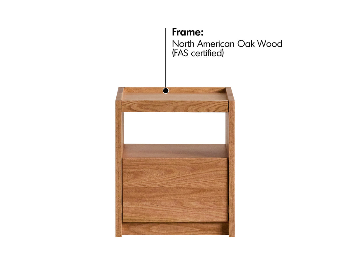 Scandinavian Oak Wood Side Table SUGAR Material Details Chart