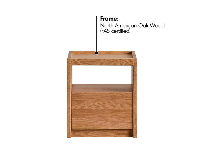 Scandinavian Oak Wood Side Table SUGAR Material Details Chart