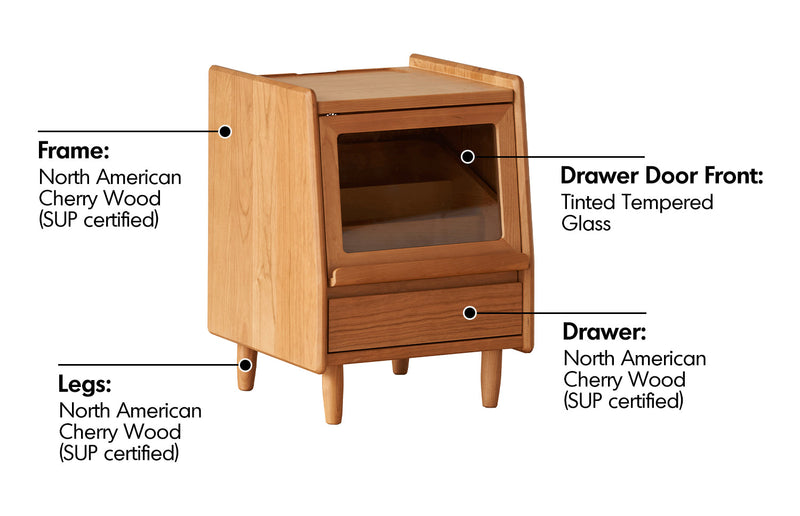 Scandinavian Cherry Wood Side Table SHELL Material Details Chart