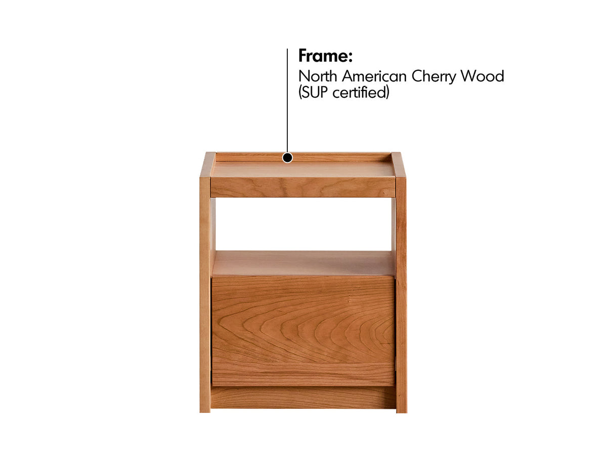 Scandinavian Cherry Wood Side Table SUGAR Material Details Chart