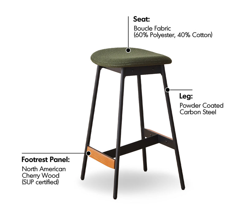 Bauhaus Boucle Fabric Bar Chair BIRD Material Details Chart