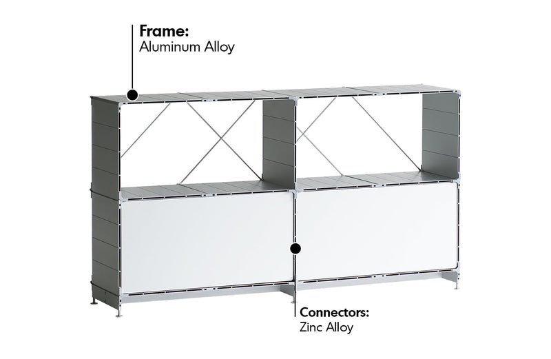Bauhaus Aluminium Side Cabinet CUBE Material Details Chart