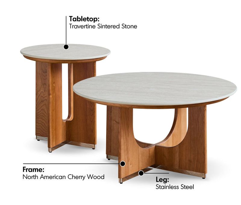 Scandinavian Sintered Stone Coffee Table Set SHELLS Material Details Chart