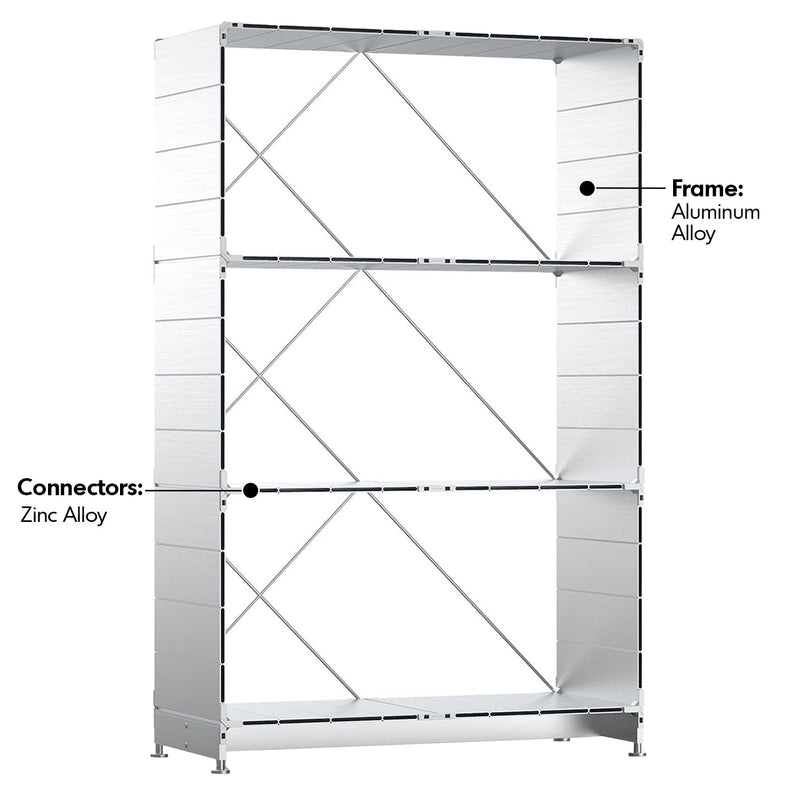 Bauhaus Aluminium Bookshelf CUBE Material Details Chart