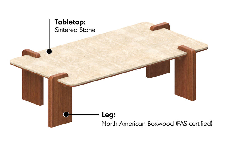 Vintage Sintered Stone Coffee Table ROMA Material Details Chart